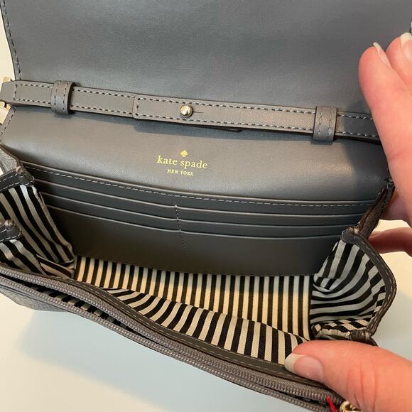 Kate Spade Gray Leather Paloma Road Crossbody Bag Purse - Picture 11 of 13